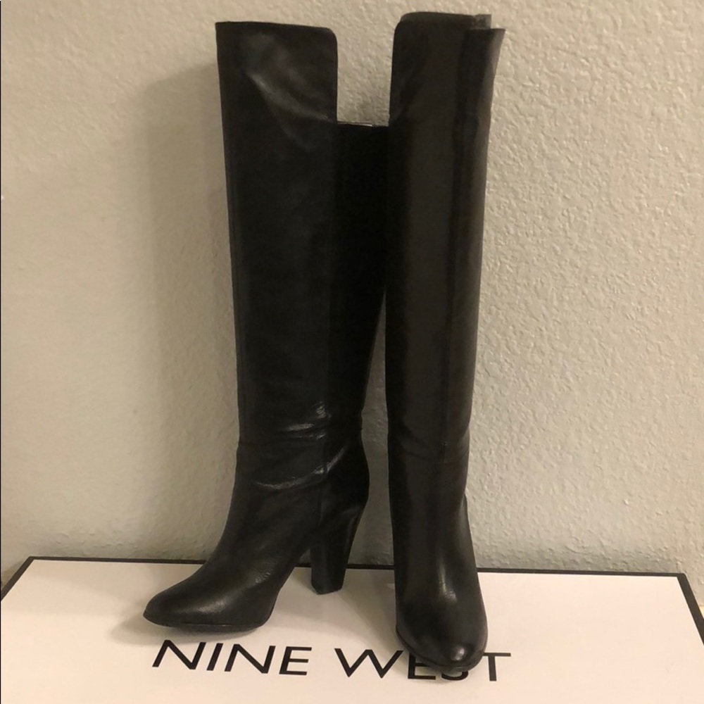 Black leather boots.